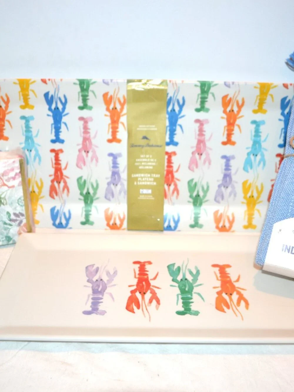 Tommy Bahama Serving Set Trays and Napkins New with Tags Lobster or Crawfish